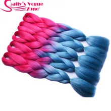 Sallyhair 2 тона розовый синий цвет большие синтетические косы высокотемпературное волокно Наращивание волос Омбре Оплетение волос белые женщины