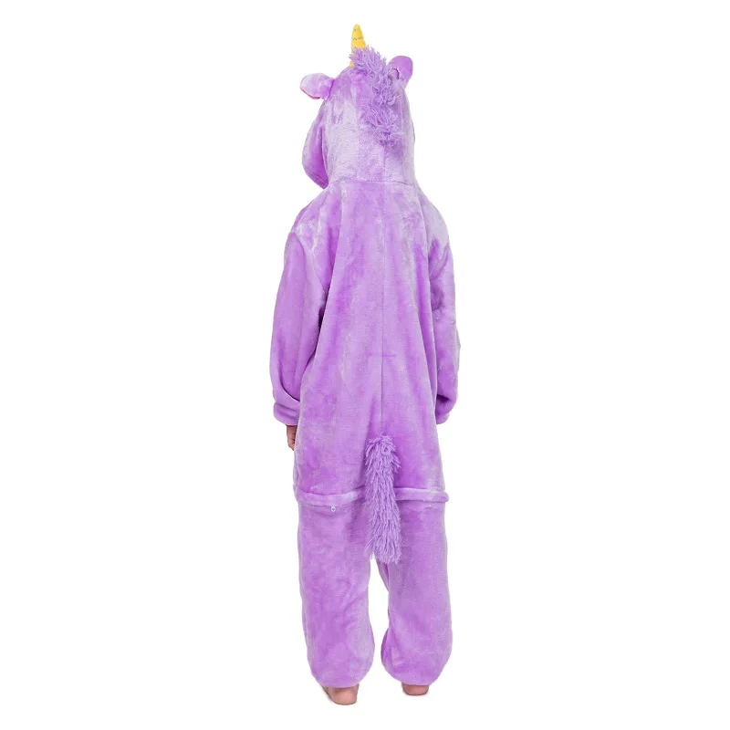 PAXLL/фиолетовая Пижама с изображением единорога Пегаса для мальчиков и девочек; зимняя Фланелевая пижама кигуруми; одежда для малышей; детские пижамы