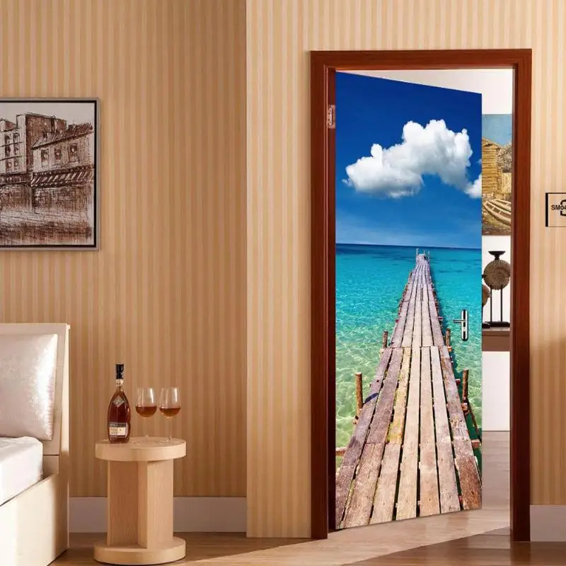 2 шт 3D океанская волна ПВХ стикер на дверь водонепроницаемый плакат креативный стикер на дверь s домашний декор 38,5*200 см