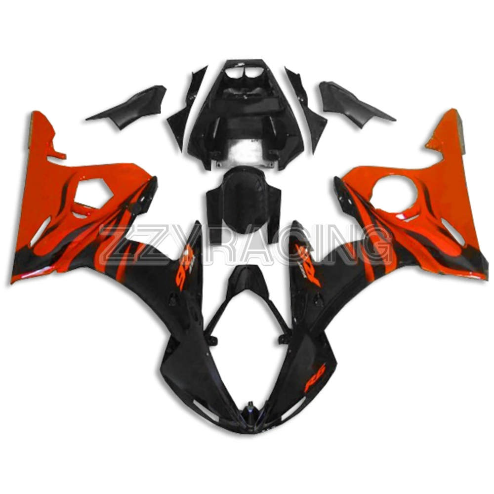 

Injection Fairings for Yamaha R6S 2006 - 2009 2007 2008 Complete Motorcycle 06 07 08 09 ABS Plastic Black with Red Flames Covers