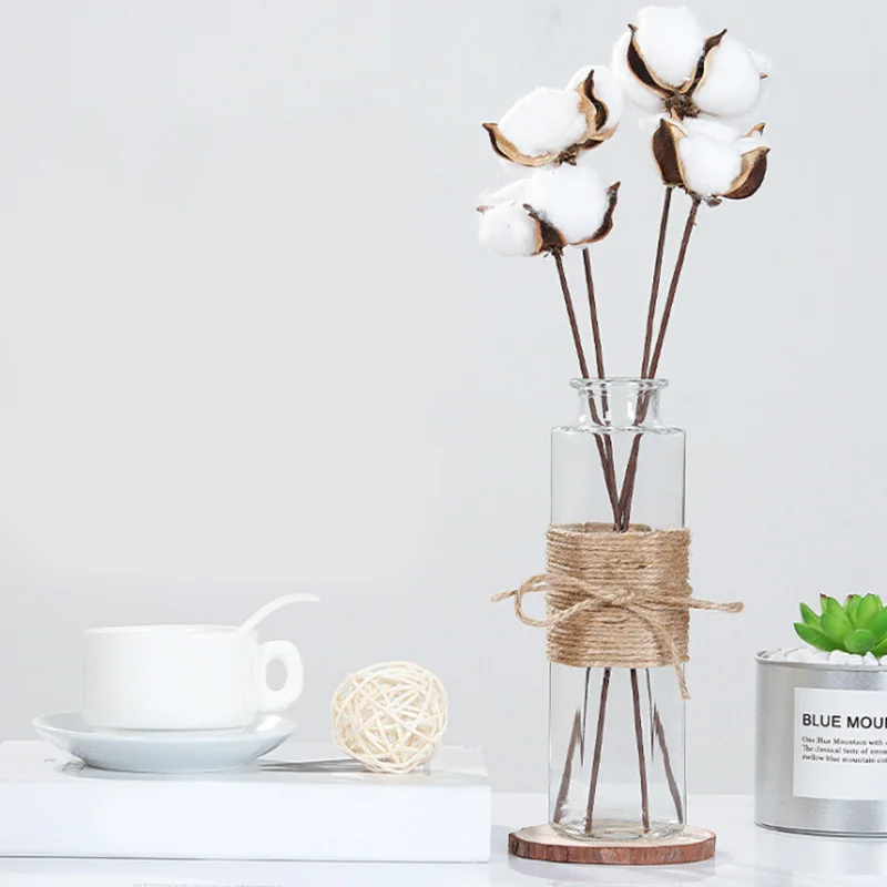 Креативные скандинавские стеклянные вазы для гостиной украшение стола прозрачная водная Гидропоника веревка в цветочек сухая Цветочная Ваза бутылка из серии «сделай сам»