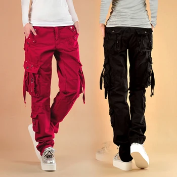 red baggy cargo pants