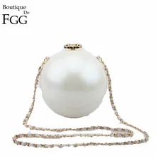 Famosa Marca de la Forma Redonda de Las Mujeres Blanco de Acrílico Embrague Noche Bolsa Caso duro de la PU Bolsos de Hombro de la Cadena Del Banquete de Boda de Baile y monederos