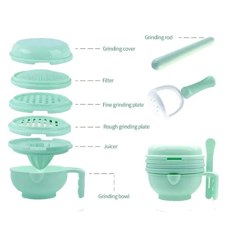 

9pcs/set Baby Food Supplementary Grinding Bowl Manual Food Fruit Mud Grinder Supplementary Food Processing Machine