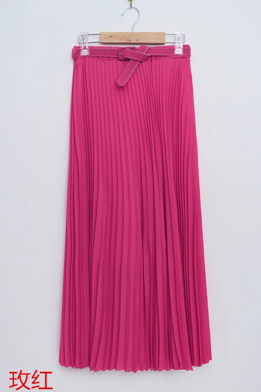 FATIKA шифоновая плиссированная юбка с высокой талией, великолепные юбки на осень и зиму, Юбки миди для женщин весна лето - Цвет: Rose Red