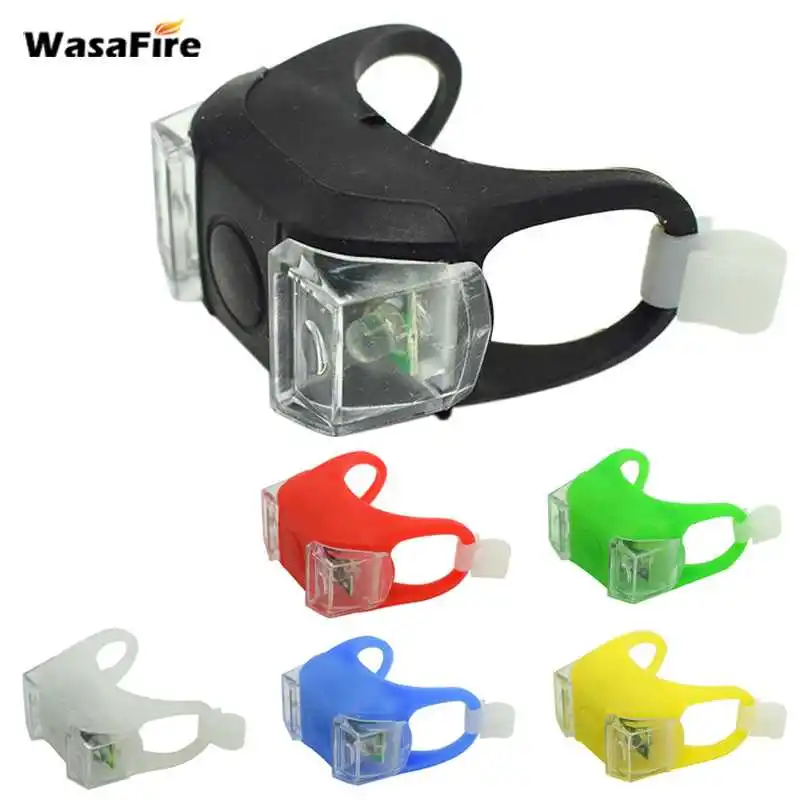 WasaFire سيليكون دراجة دراجة أضواء للماء الدراجات الجبهة الخلفية السكك الحديدية ضوء المقود LED فلاش السلامة تحذير مصابيح البطارية