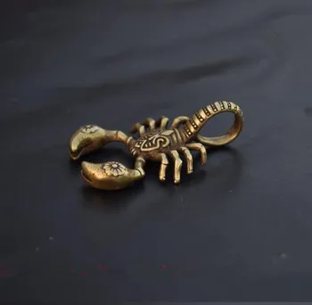 

China collection archaize brass scorpion Key chain small statue
