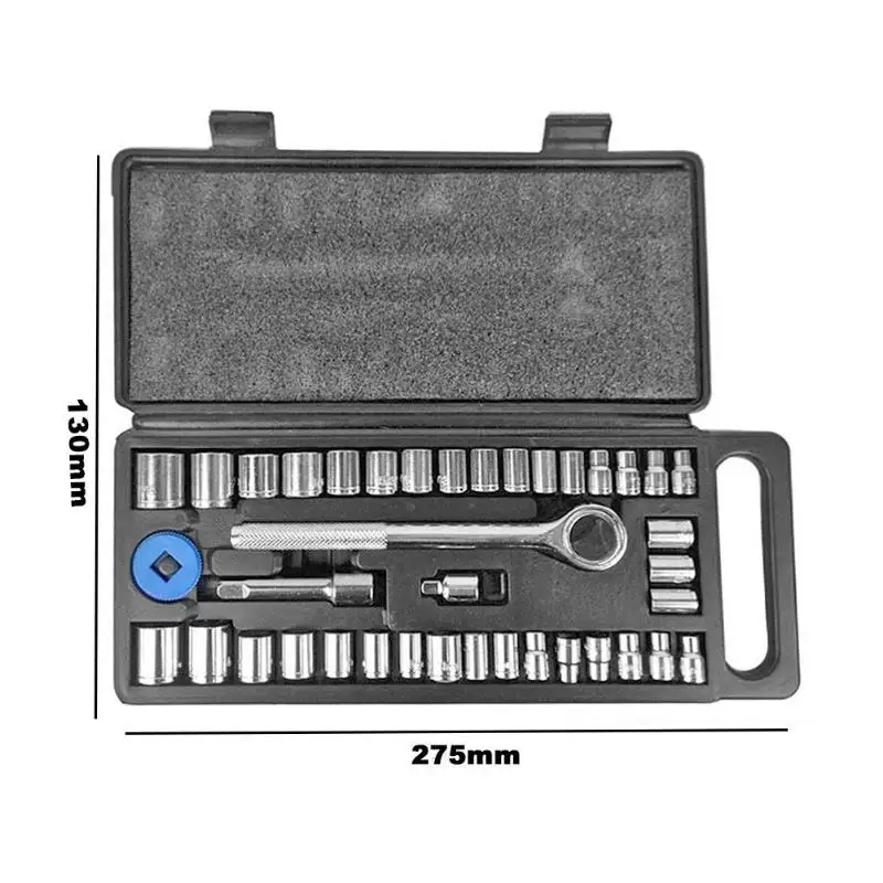 40 шт. механика торцевой ключ набор рукав гаечный ключ удлинитель метрический Британский комбинированный набор инструментов Высокое качество