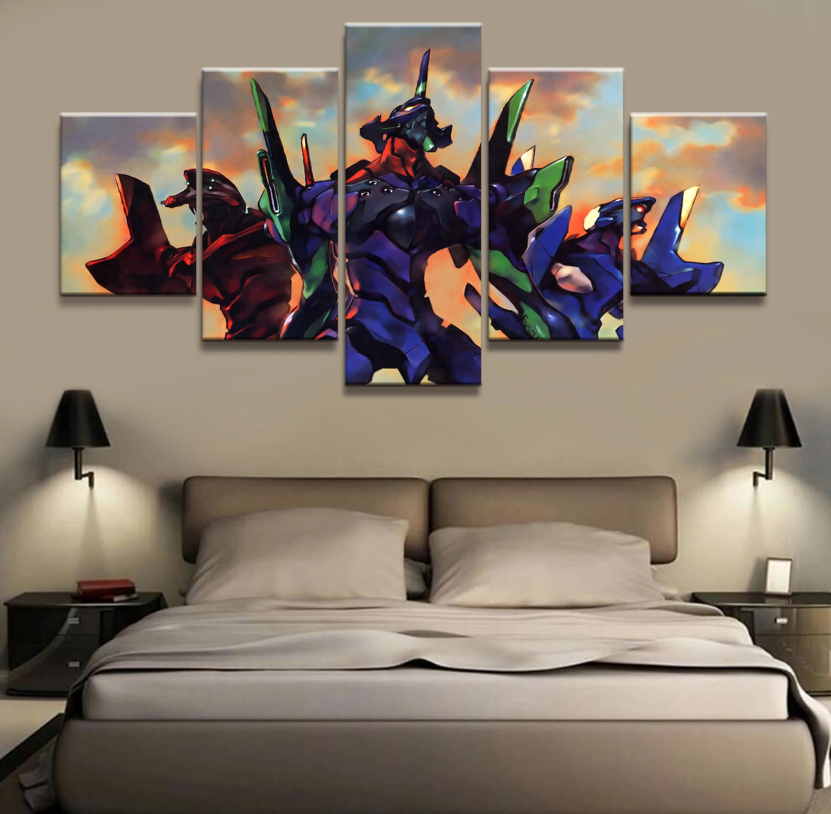 

5 Piece NEON GENESIS EVANGELION EVA Anime Poster Wall Pictures for Home Decor Poster Artwork Wall Decor Canvas Wholesale