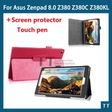 Чехол из искусственной кожи для Asus Zenpad 8,0 P024 Z380 Z380C Z380KL чехол на планшет 8 дюймов+ Бесплатные Защитные пленки+ стилус