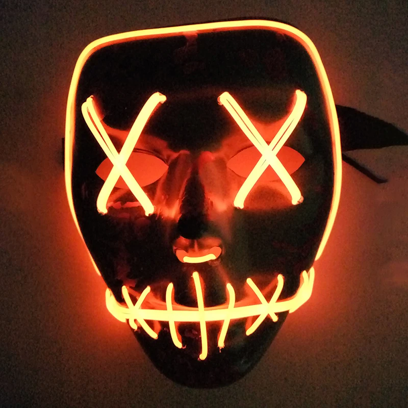 

EL Halloween Grow in Dark Party mask Ghost Mask Flashing Light Mask For Halloween Scary Cosplay Masquerade Party Luminous Mask