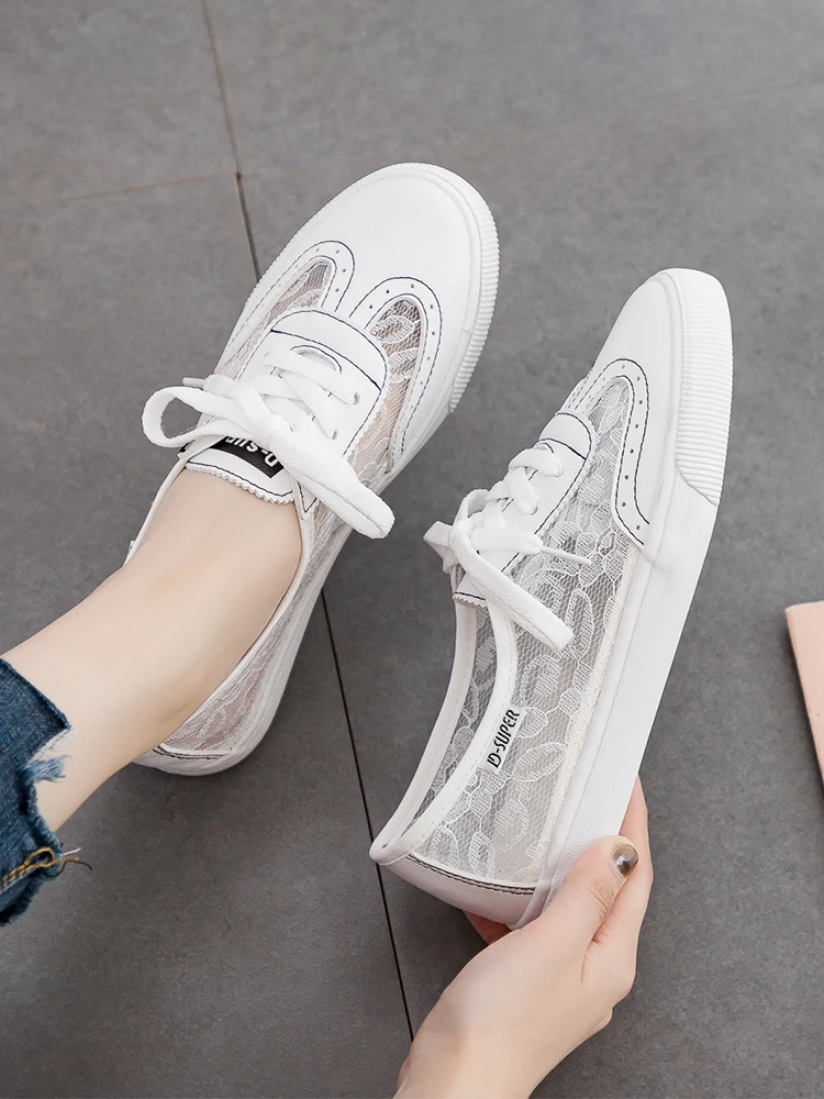 

2019 new summer wild white shoes breathable mesh shoes new shallow mouth wild mesh breathable comfortable women's shoes
