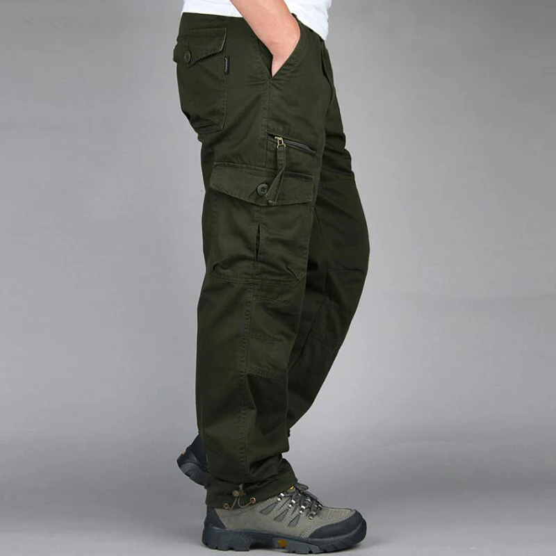 Men's Casual Pants Loose Straight Multi Pocket Trousers Outdoor Overalls pantalones hombre Male jogger tactical cargo pants