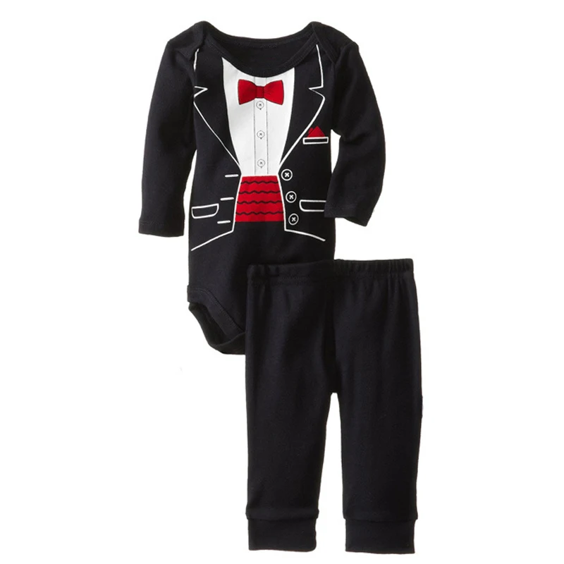 Baby Sets 2020 New Summer Classic Gentleman Boys Clothes Girls Leopard Romper + Pants Set Jumpsuit Newborn Suits | Детская одежда и