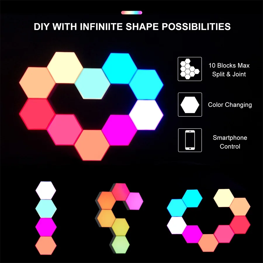  Lifesmart DIY Quantum Lights Creative Geometry Assembly Smart APP Control Home LED Night Light Work - 33003560573