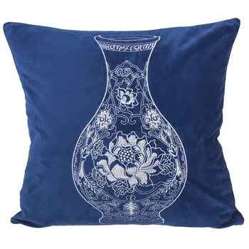 

50x50cm vintage luxury embroidery cushion cover pillow case blue vase embroidered pillow covers decorative case for pillow