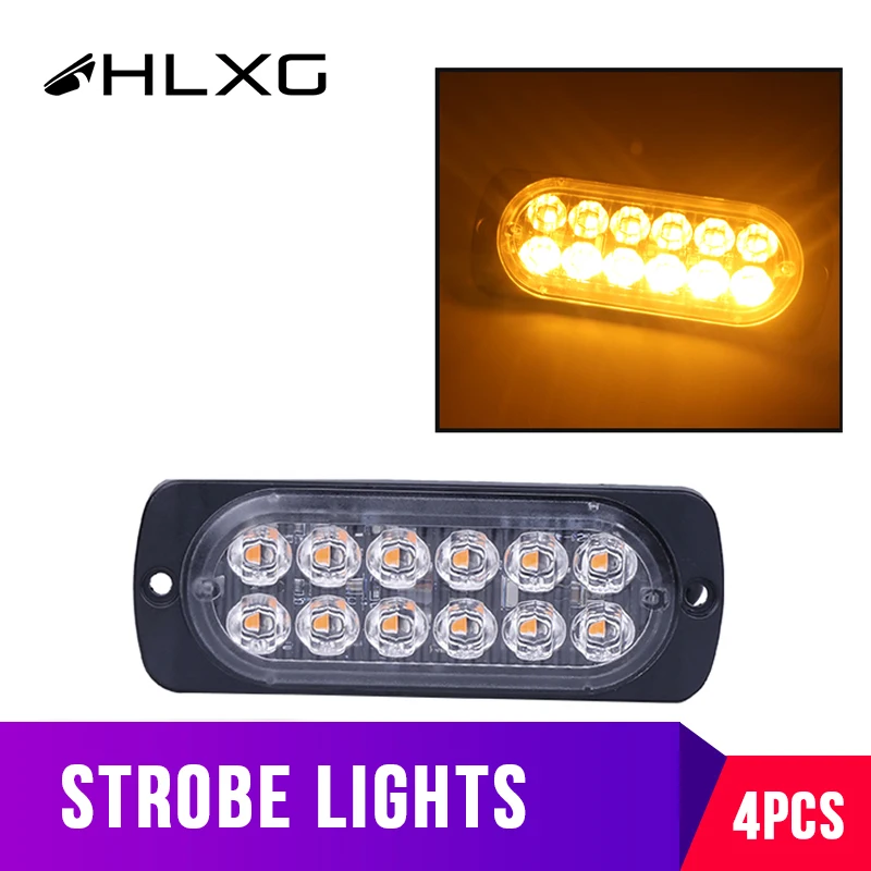 

4PCS Auto 12 LED Flash Police Strobe Lights Emergency Warning Flashing Bulb DRL Daytime Running Lights diode lamps for cars hlxg