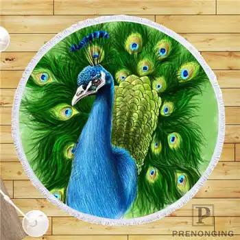 

Custom DIY Customized Microfiber Fabric peacock (1) Round Beach Blanket Towel Printed on Demand 150cm #19-01-28-3-110