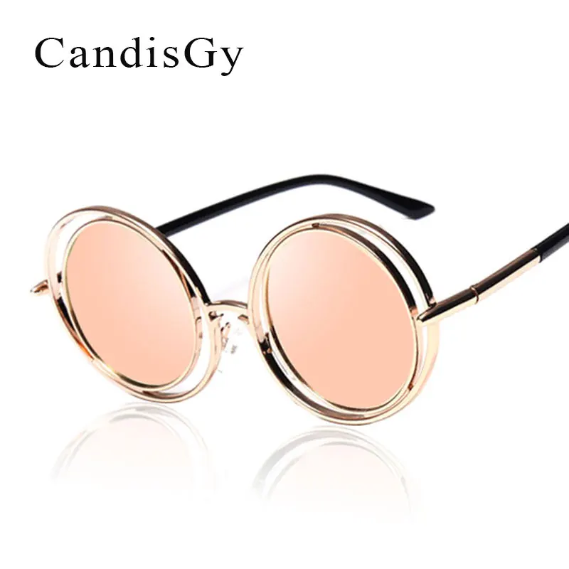 Round Strange Women Mirror Sunglasses Fashion Brand Designer Steampunk