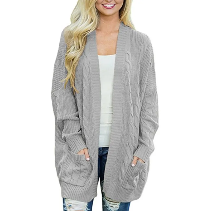 autumn Cardigan With Pockets Women's Clothing Soft and Comfortable Coat Knitted V Neck Long
