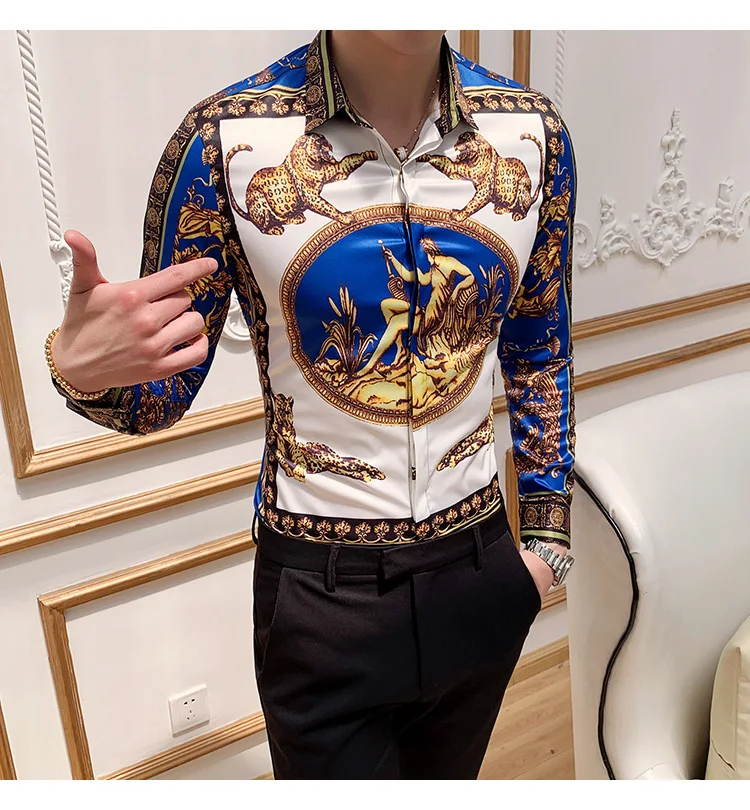 Camisa de impressão de leopardo de ouro