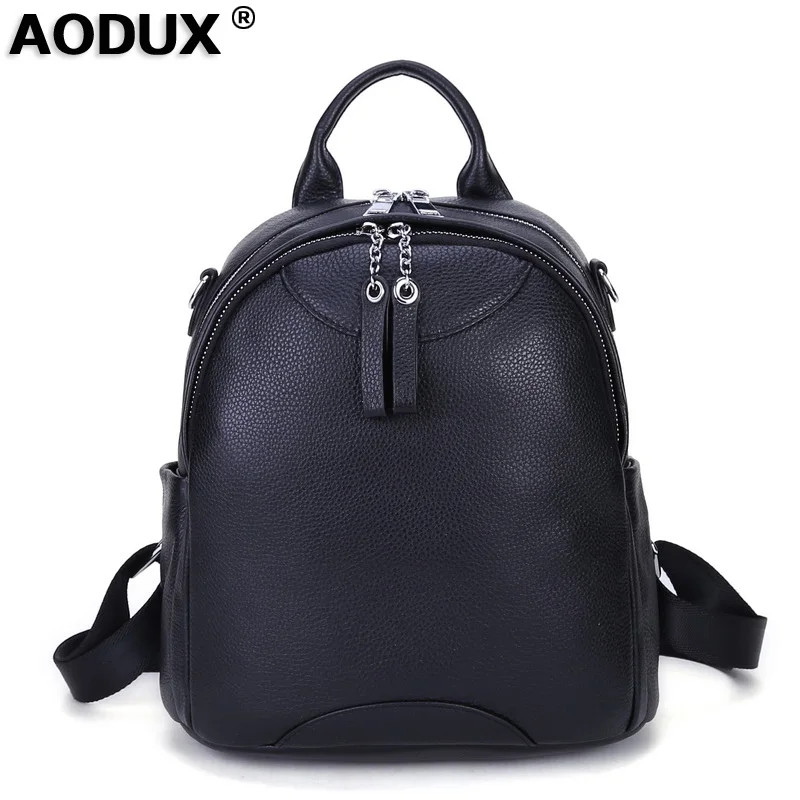 

NEW Excellent 100% Genuine Leather Women's Backpack First Layer Cow Leather Ladies' Backpacks Travel ipad Cowhide Female Bags