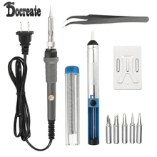 110 В 60 Вт Регулируемая температура Электрический паяльник сварочные работы Набор инструментов 5 шт. паяльник наконечники Оловянная проволочная трубка US Plug