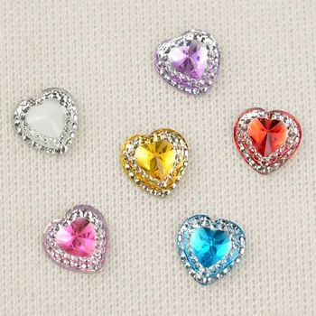 

BOLIAO 80Pcs 12*12mm Heart Resin Flatback Rhinestone Scrapbook Fit Phone Wedding Embellishment Crafts DIY