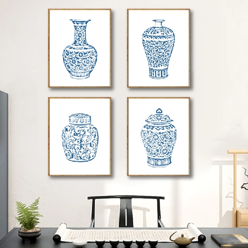 Chinoiserie Vases Wall Art Print Home Decor