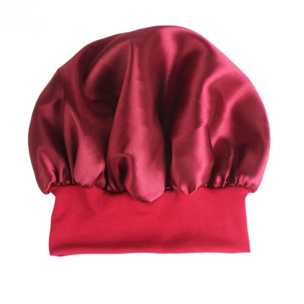 Женская Мягкая однотонная широкополая шелковая шапка для сна шляпы для химиотерапии Уход за волосами шарфы капот Уход за волосами шапка s подарки Инструменты для укладки