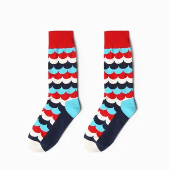 

1 Pair Fashion Colorful Socks Men Women Hit Color argyle Stripes big dot Jacquard filled optic combed Cotton Couple Sock