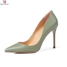 Оригинальные новые модные женские туфли-лодочки из натуральной кожи с острым носком на тонком каблуке; Туфли-лодочки; цвет черный, зеленый, телесный; женская обувь; американские размеры 3-9