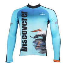 Откройте для себя мир на пути Дайго Фламинго Для мужчин с длинным рукавом Велоспорт Джерси дышащий Ciclismo Ropa синий Велоспорт одежда