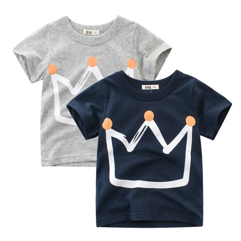 

2019 Summer Children Boy Girls Shirt Crown Print Short Sleeve Baby boys T Shirts Cotton T-Shirt O-Neck Tee Tops Kids Clothes