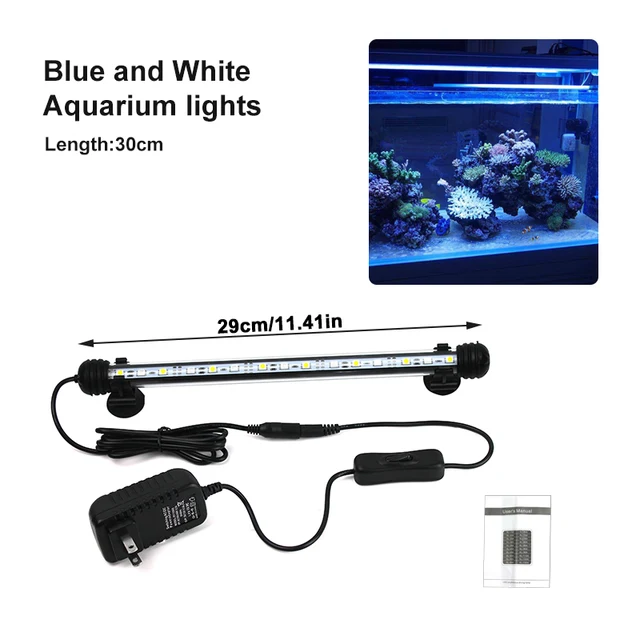30CM 50CM Waterproof LED Aquarium Light 110V 220V RGB 5050 White Blue Fish Tank Pool Underwater