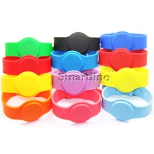 100 шт./лот близость 13,56 МГц HF RFID Смарт Браслет F08 чип многоразовый Браслет Водонепроницаемый силиконовый резиновый ремешок с RFID для пуска двигателя тег
