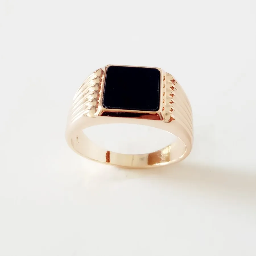 

1 Piece 585 Rose Gold Color Men Jewelry Traditional Casual New Fashion Black Cubic Zircon Party Men Rings