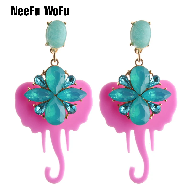 NeeFu WoFu Drop Elephant Earrings Resin Earring Natural Stone Band Big For Woman Large Long Brinco Ear Oorbellen Gift | Украшения и