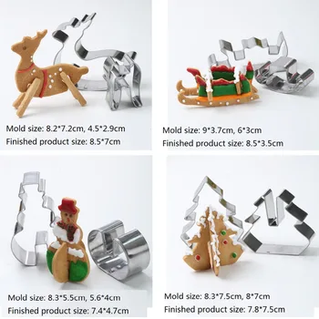 

8Pcs Christmas Elk Snowman Cookie Mould Stainless Steel Baking Mold 3D Fondant Cookie Cutting Tool Mode Baking Tools