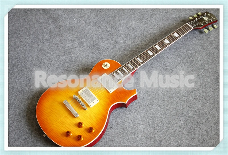 

Wholesale China OEM Tiger Flame Grain Finish Suneye LP Standard Style Electric Guitar With Pearl Inlaid In Stock