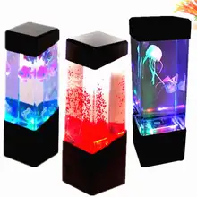 Светодиодный Desktop RGB Изменение Рыба аквариум фары расслабляющий прикроватной тумбочке Движения Ночь Медузы лампы праздник подарок малышей