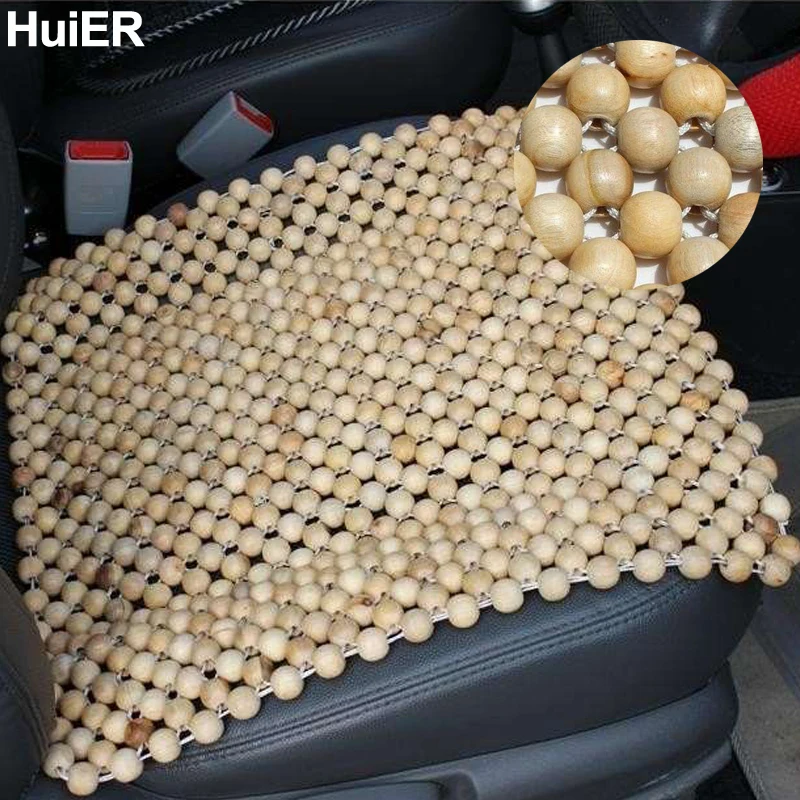 HuiER Car Seat Cushions Pure Natural Wood Beads 1 Piece Massage Breathable Car Seat Covers Mat