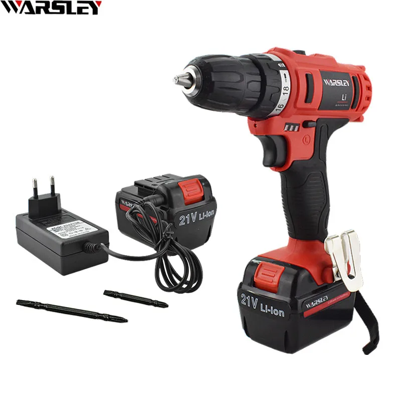 

21V Double Speed Electric Screwdriver Hand Electric Drill Power Tools Rechargeable Battery Drill Mini Drilling Cordless Drill