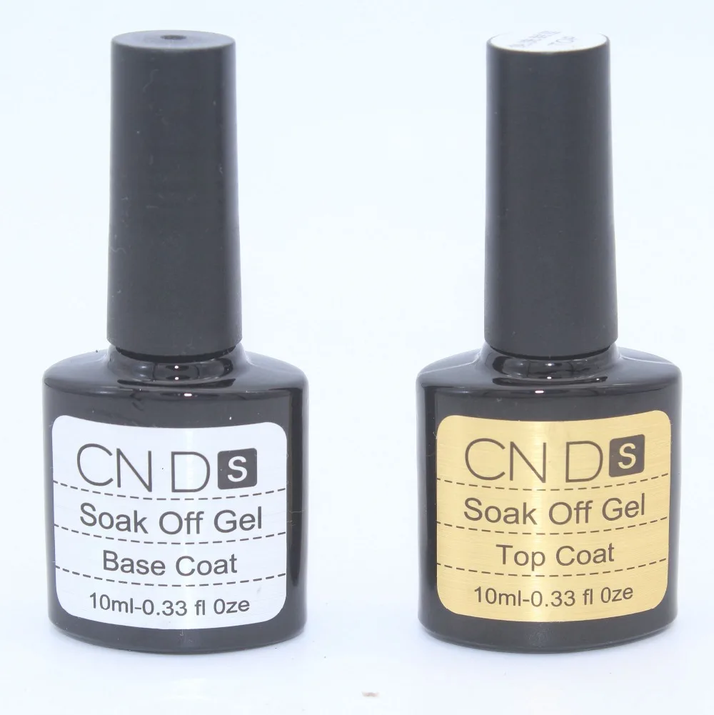 

2pcs/Lot HOT SALE New CNDS 10ml Soak Off UV Gel Nail Art Polish Base Coat+Top Coat 0.33fl oz Manicure Salon Accessories