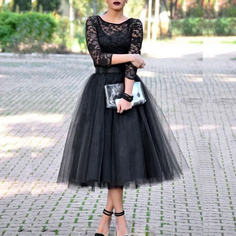 Fashion Lace Patchwork Ball Gown Dress Women Tulle Tutu Mid-Calf Dresses Elegant Party O-neck High Waist Vestidos summer dress Fashion Lace Patchwork Ball Gown Dress Women Tulle Tutu Mid-Calf Dresses Elegant Party O-neck High Waist Vestidos summer dress