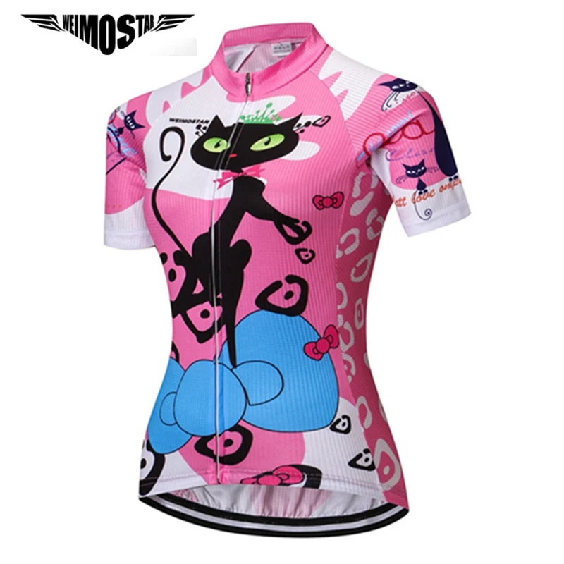 Weimostar Cat Girl Cycling Jersey Women Summer Breathable Bicycle
