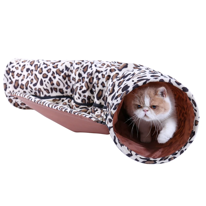 Leopard Tunnel With Sleeping Bed For Cat