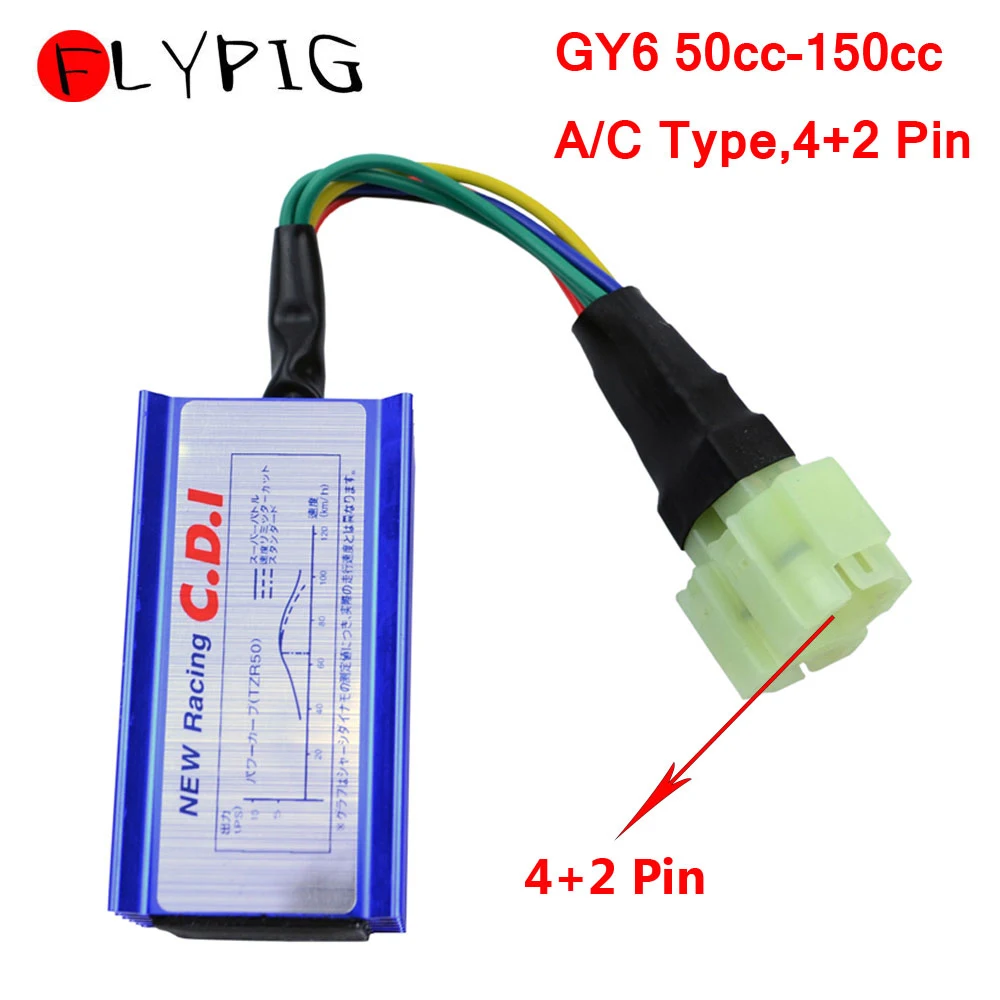 FLYPIG Высокая производительность 4 2 Pin Racing CDI Box Скутер мопед Go Kart ATV подходит для GY6 50