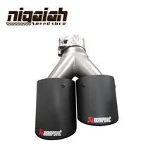 Frete Grátis 2 PCS R & L New Universal Fibra De Carbono Aço Inoxidável Dupla Cauda Tubo de Escape Traseira Do Carro Rodada Ponta silenciador em