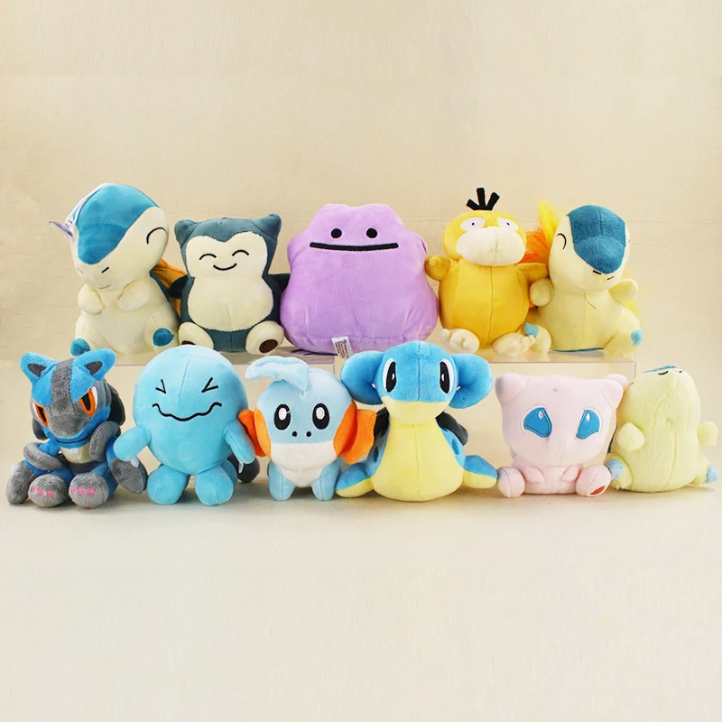 17cm Anime Cartoon Lucario Mudkip Mew Psyduck Snorlax Cyndaquil Wobbuffet Lapras Ditto Plush Toy Stuffed Animals